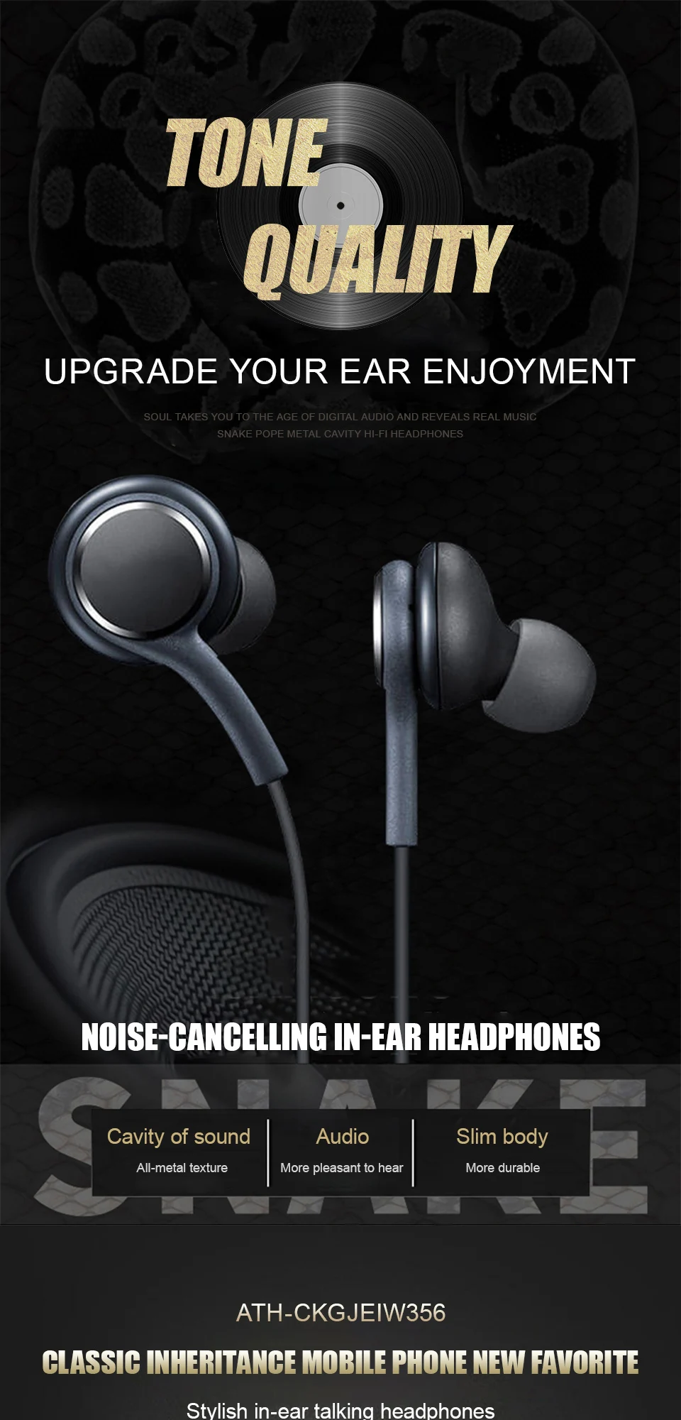 Audiophile Headphone Wired - In-Ear 3,5-mm-Kabelgebundene Typ-C-Kopfhörer Stereo-Headset Audiozubehör für